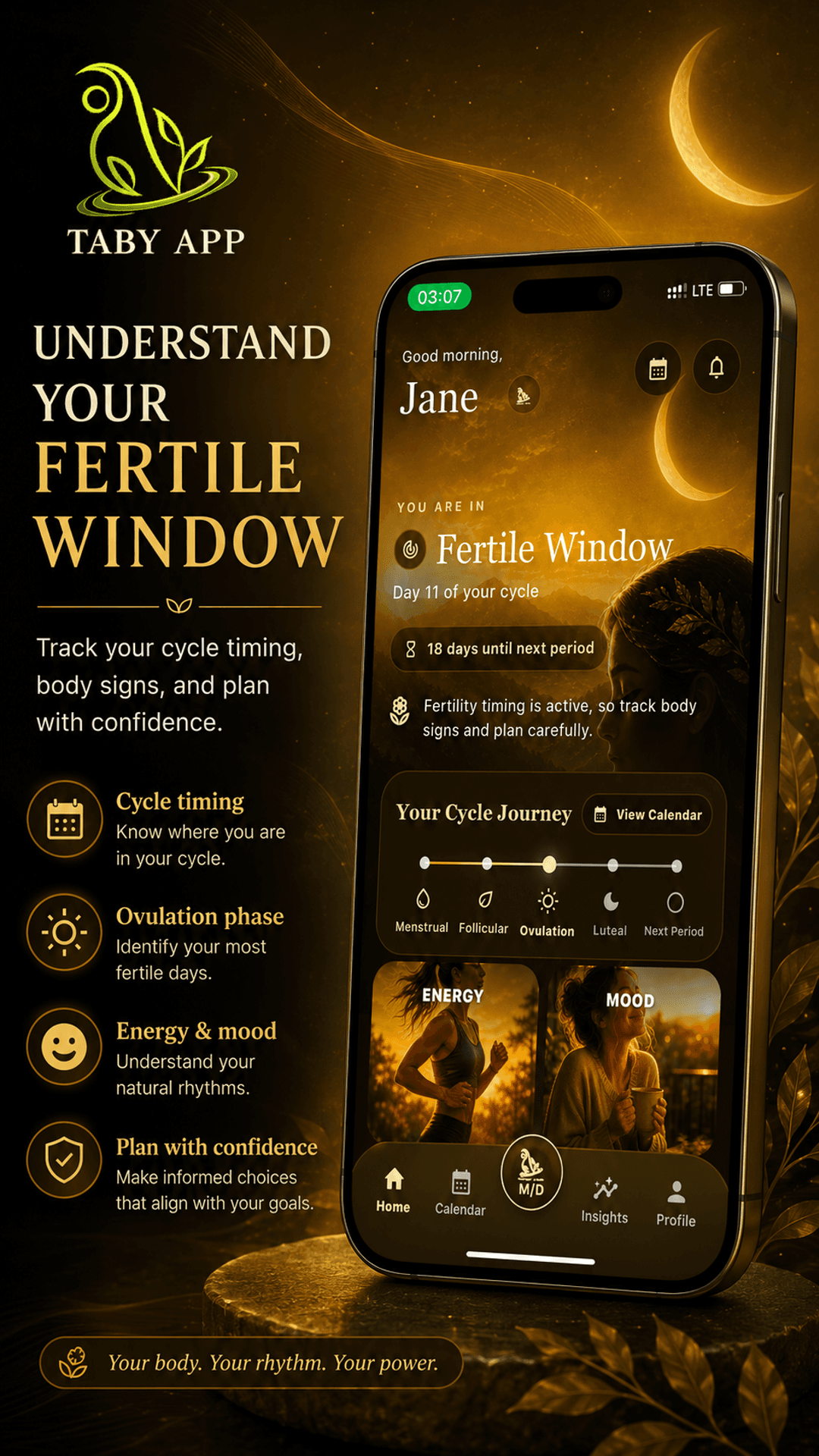 Taby fertile window home app screen