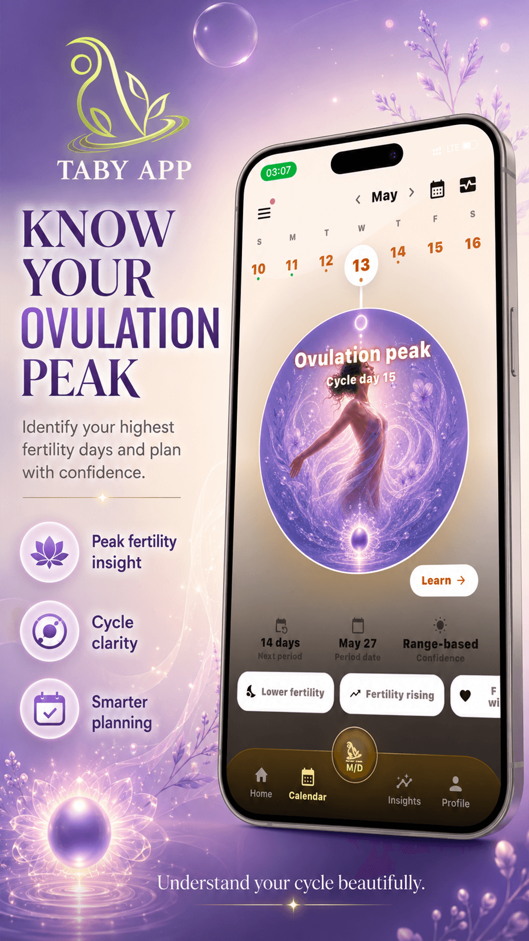 Taby ovulation peak app screen