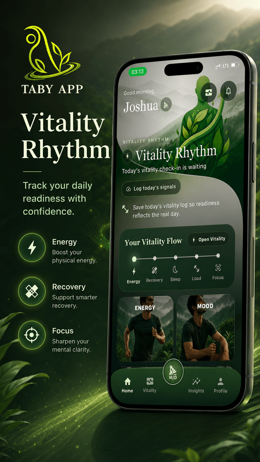 Taby vitality rhythm app screen